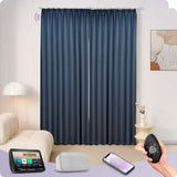 Graywind Hardwired Smart Curtain with Roman Rod | Light Filtering- Satin Series | Customizable