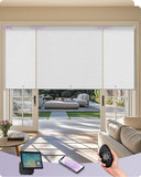 striped white designed coupled roller shades